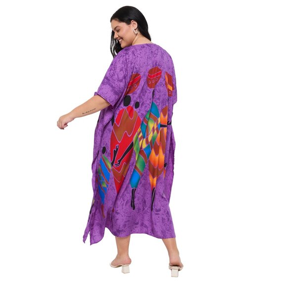Gypsie Blu Purple Lady Tribal Printed Caftan Dress Party Wear Maxi Dresses - Picture 8 of 8